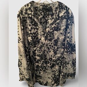 Maggie Barnes Black and Taupe Floral Tunic Plus Size 22/24W